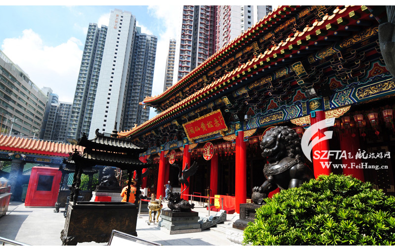香港观光旅游，香港黄大仙寺庙